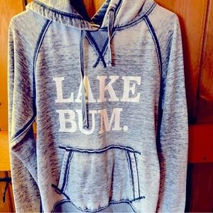 Lake Bum Sweatshirt Hoodie Denim Color Loose Fit Size Medium